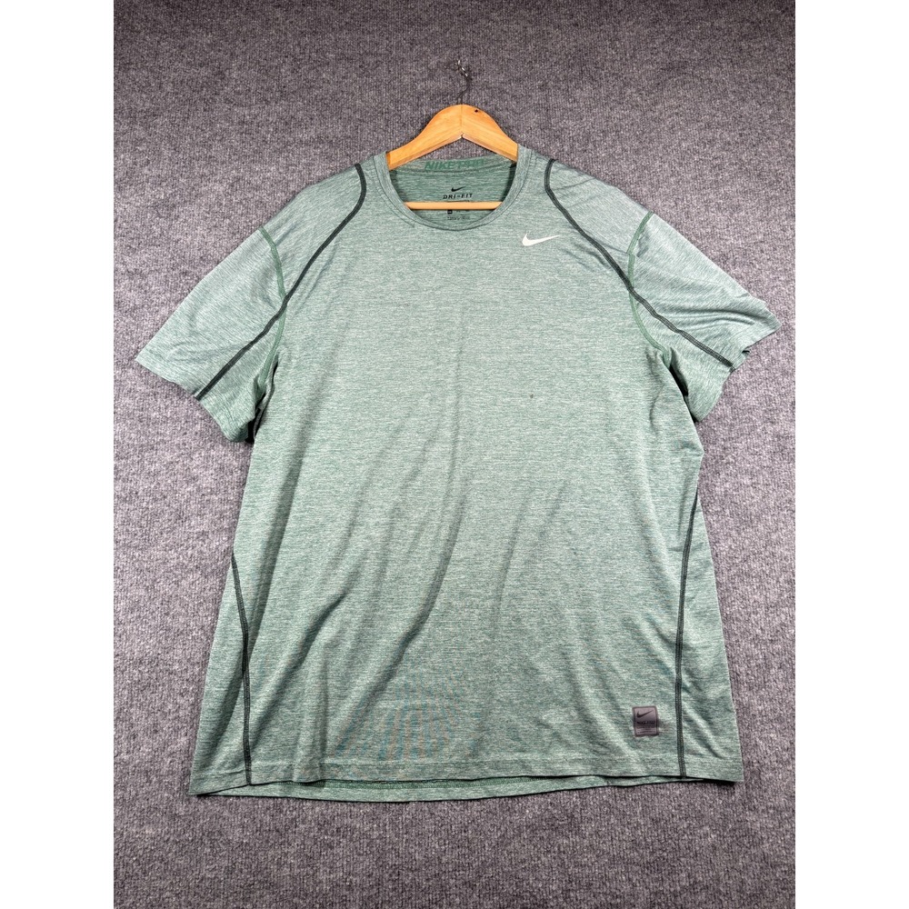 Nike Pro Fitted T-Shirt Mens 2XL Heather Green Dri-Fit Athletic Gym & Training